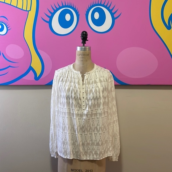 Rebecca Taylor Ivory Silk Crepe Blouse - Picture 1 of 13